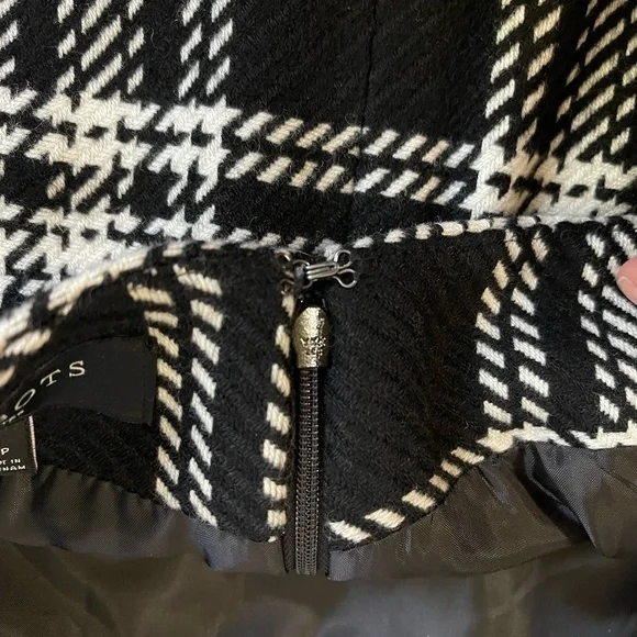 Talbots Black/White Plaid Wool Skirt - Picture 5 of 7
